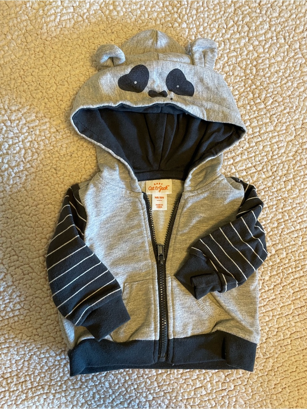 Cat & Jack Grey Panda Hoodie Jacket for Kids. Newborn.